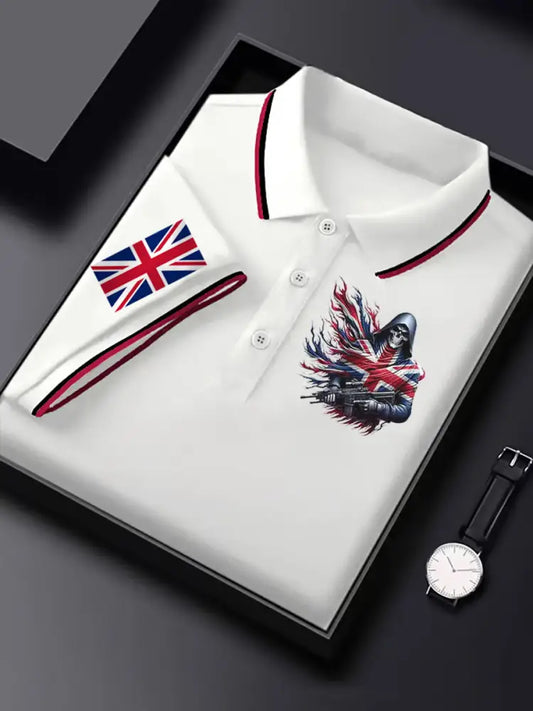 Men’s Vintage England Flag Casual Shirt White / S