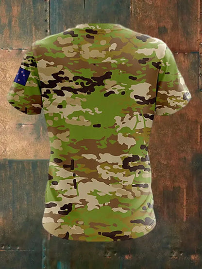 Men’s Vintage New Zealand Flag Camouflage Print Casual Cotton Short Sleeve T-Shirt