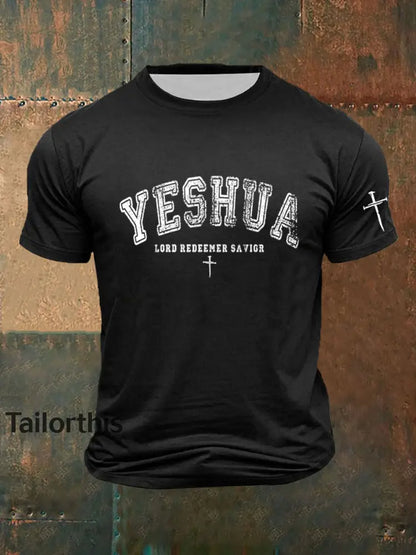 Men’s Yeshua Lord Redeemer Savior Printed Casual T-Shirt Black / S