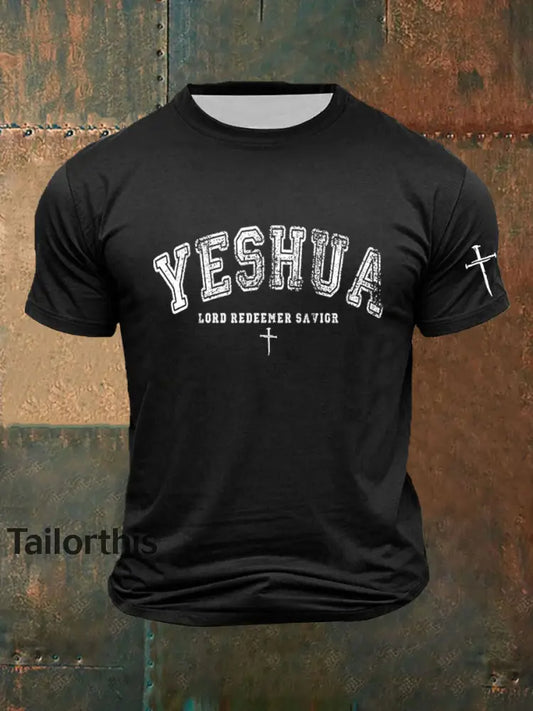 Men’s Yeshua Lord Redeemer Savior Printed Casual T-Shirt Black / S