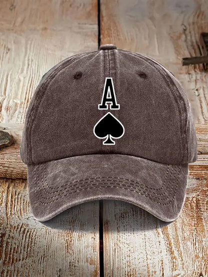 Poker Ace of Spades unisex vintage hat Coffee / JM
