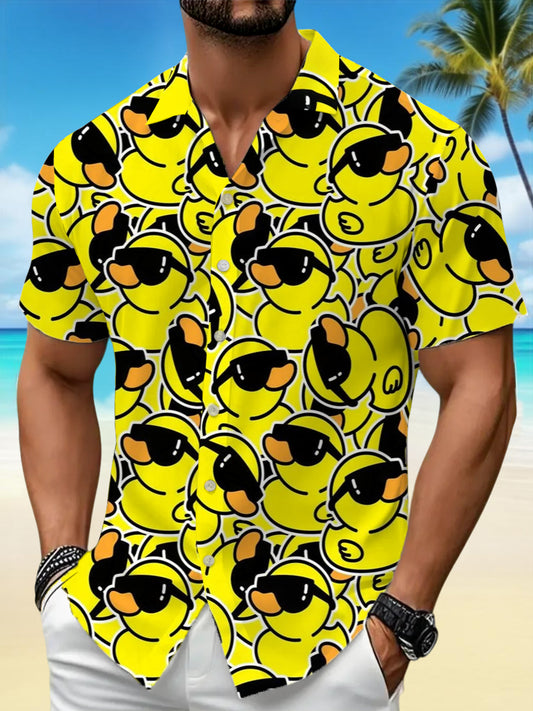 Men's Way Cool Ducks Print Casual Short-Sleeve Vacation Shirt