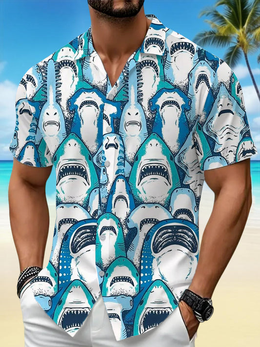 Men's Sharks Print Casual Vacation Shirt