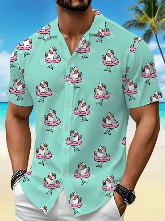 Men's Sharks Print Casual Vacation Shirt