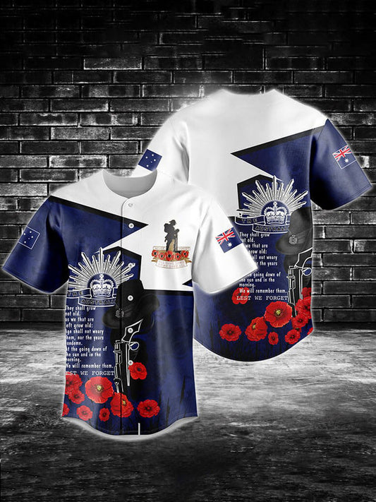 Men's  Vintage Australia Anzac Lest We Forget Print Casual Cotton Short Sleeve Shirt