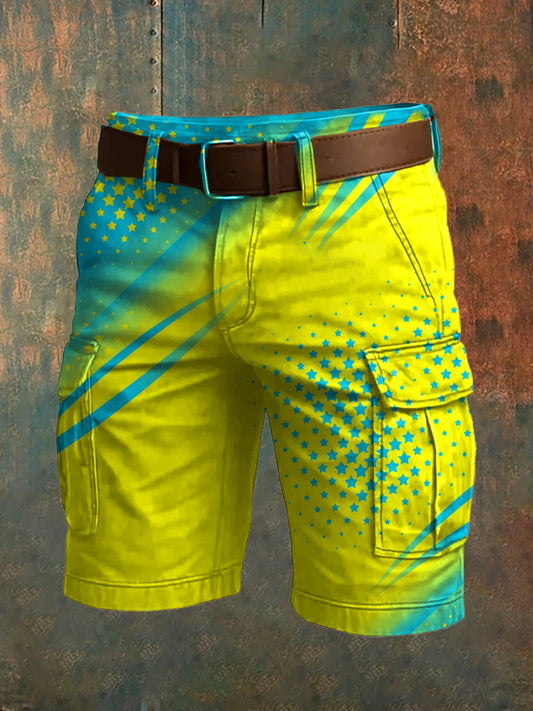 Men's Retro Vacation Business Art Print Casual Shorts