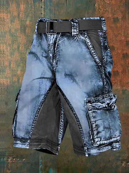 Men's Retro Vacation Business Art Print Casual Shorts