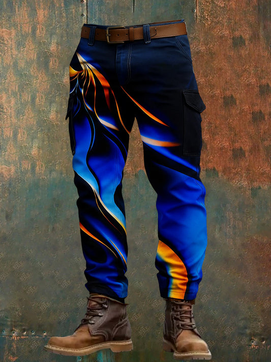 Men's Retro Vacation Business Art Print Casual Workwear Trousers