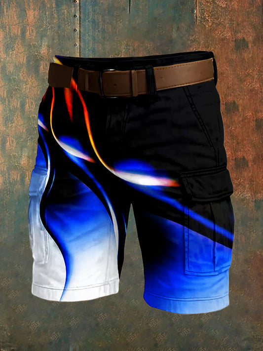 Men's Retro Vacation Business Art Print Casual Shorts