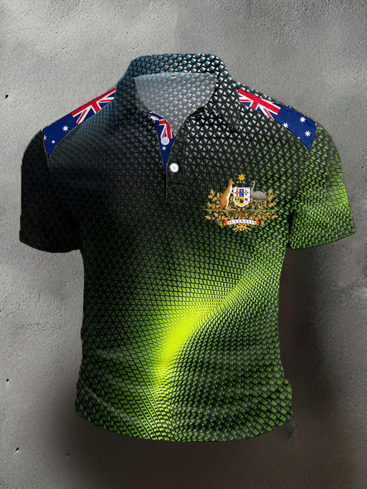 Men's AU Flag Business Style Printed Casual Tops