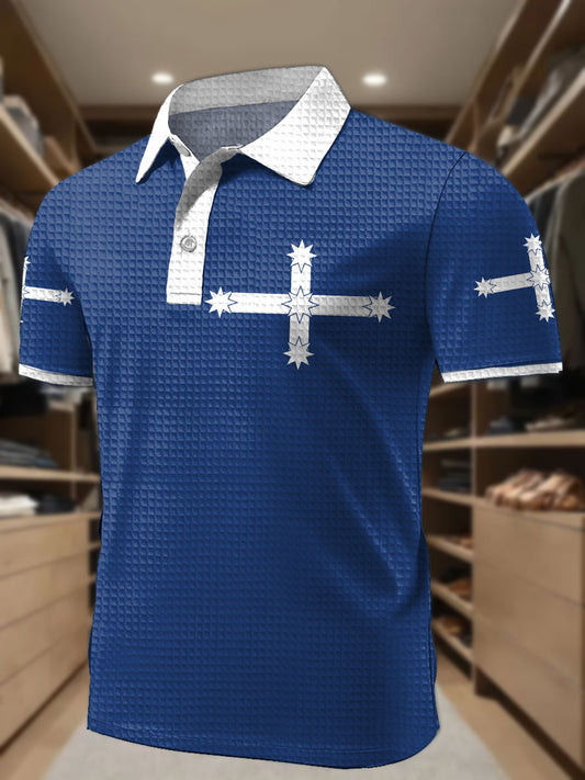Men's AU Eukera Flag Printed Waffle Casual Tops