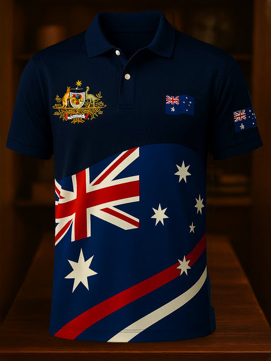 Men's Vintage Australian Holiday Smart Casual Polo Shirt