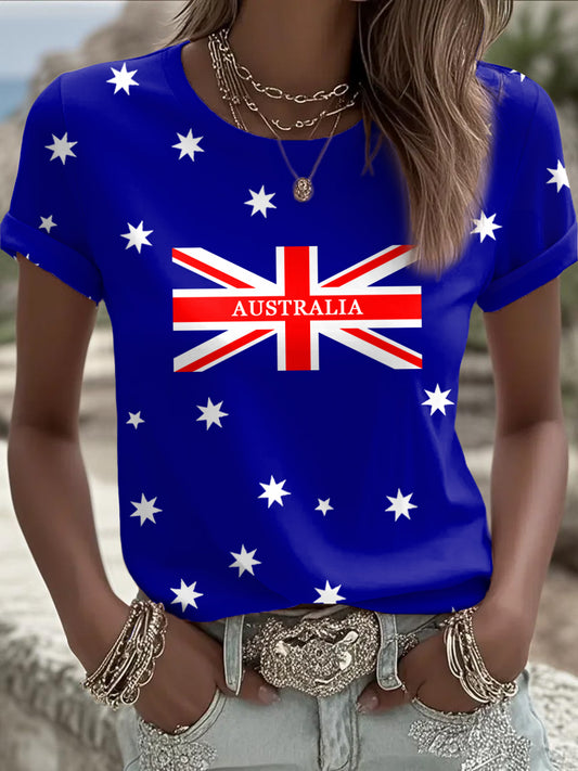 Women's Australian Flag Print Casual Tee