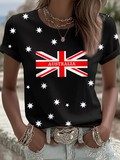 Women's Australian Flag Print Casual Tee