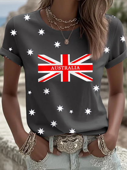 Women's Australian Flag Print Casual Tee