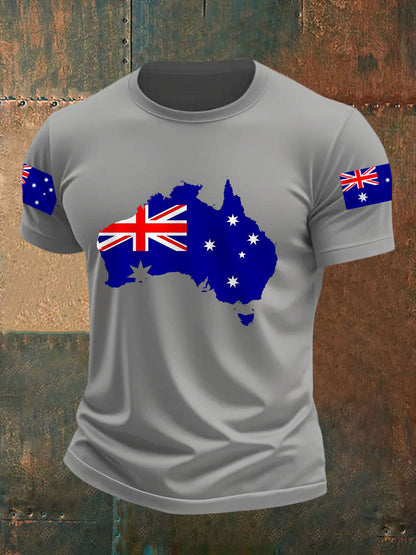 Men's Australian Flag Print Casual Tee