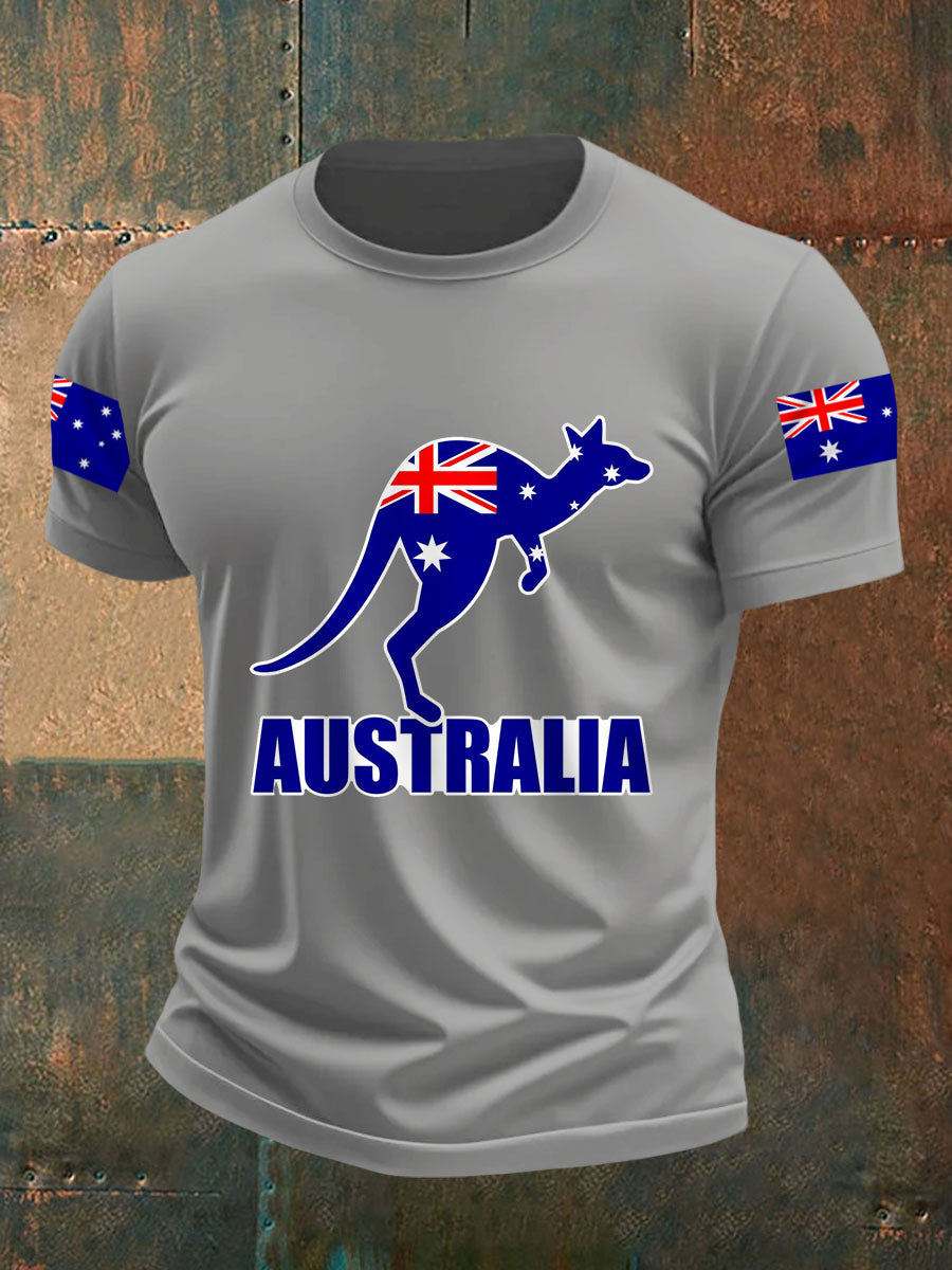 Men's Australian Flag Print Casual Tee