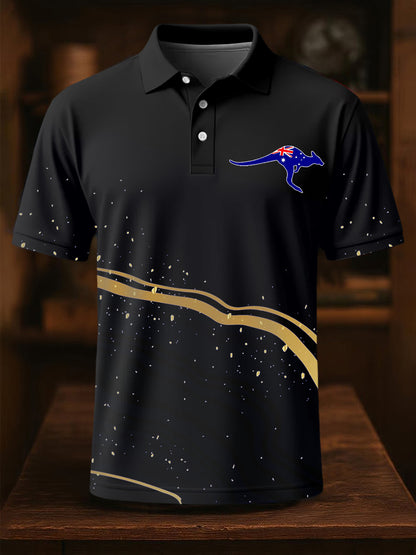 Men's Australian Flag Kangaroo Print Casual Top