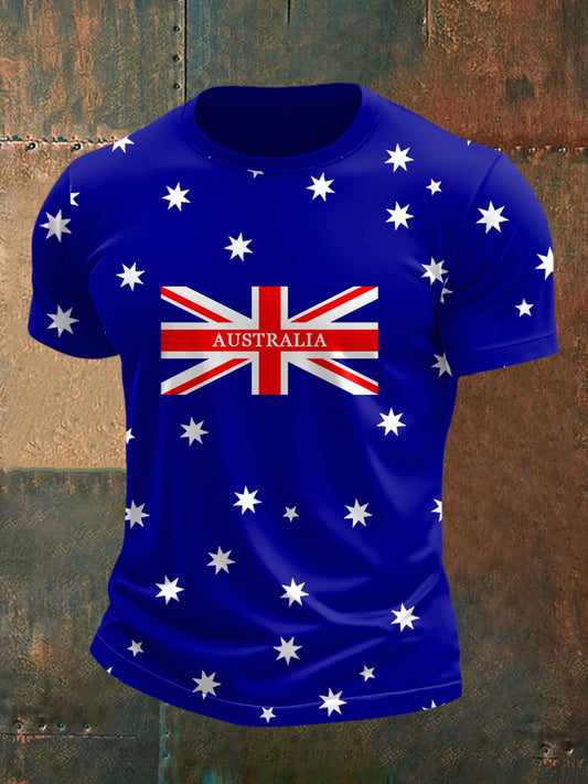 Men's Australian Flag Print Casual Tee
