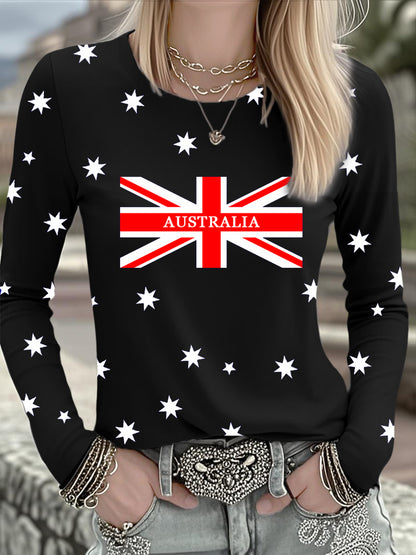 Women's Australian Flag Print Casual Long Sleeve Shirt