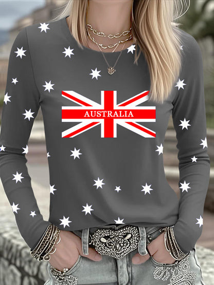 Women's Australian Flag Print Casual Long Sleeve Shirt
