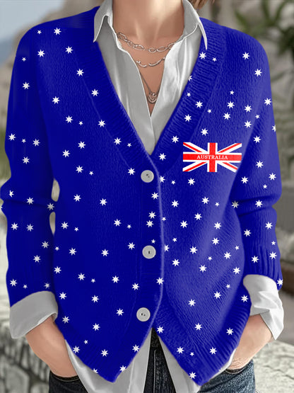 Women's Australian Flag Print Casual Cardigan