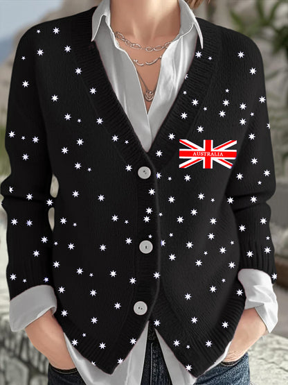 Women's Australian Flag Print Casual Cardigan