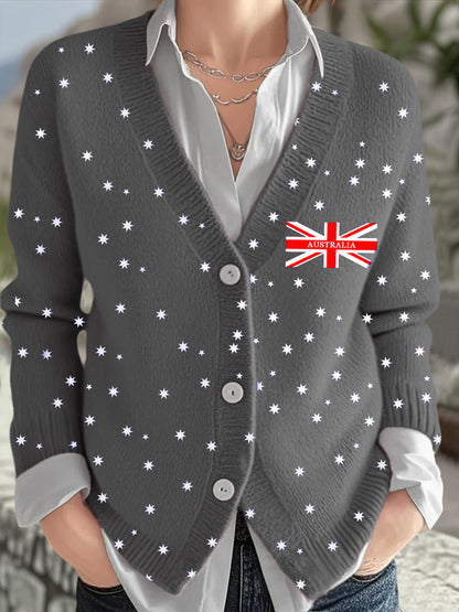 Women's Australian Flag Print Casual Cardigan
