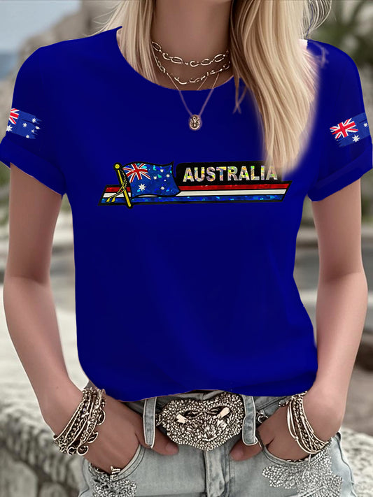 Women's Australian Flag Print Casual Short Sleeve T-Shirt