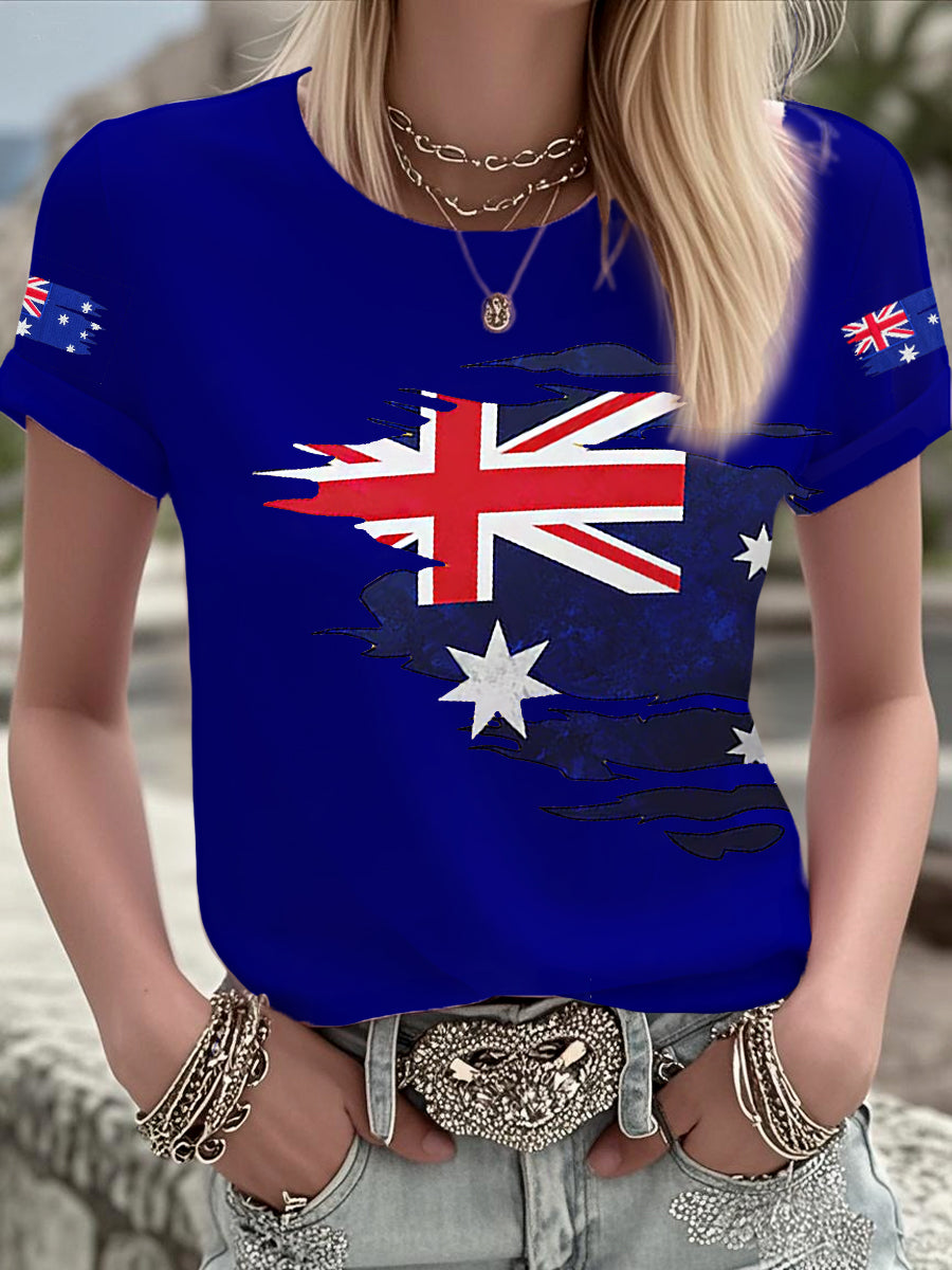 Women's Australian Flag Print Casual Short Sleeve T-Shirt