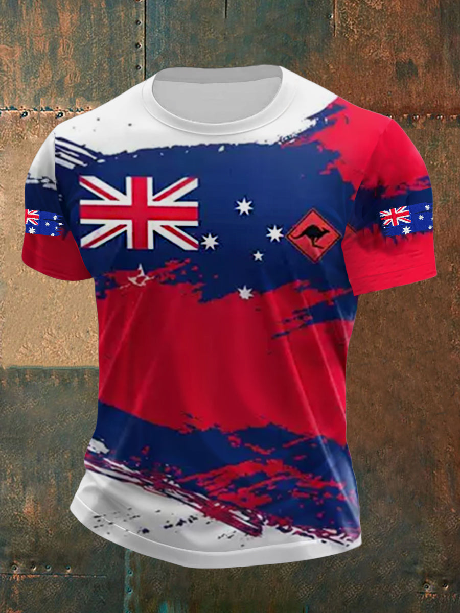 Men's Australian Flag Print Casual Short Sleeve T-Shirt