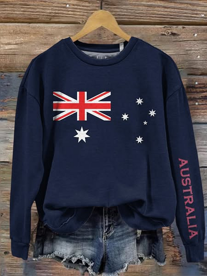 Women's Australia Flag Print Regular Sweatshirt