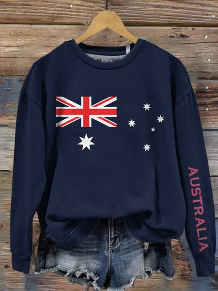 Women's Australia Flag Print Regular Sweatshirt