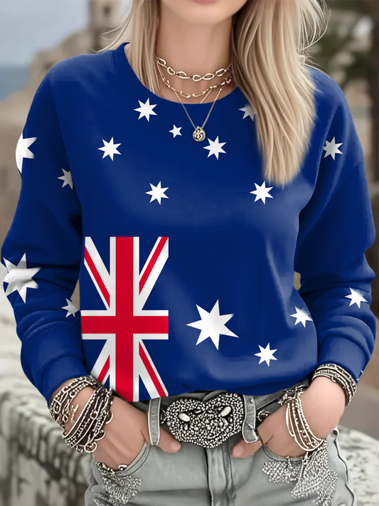 Women's Australia Flag Print Regular Sweatshirt