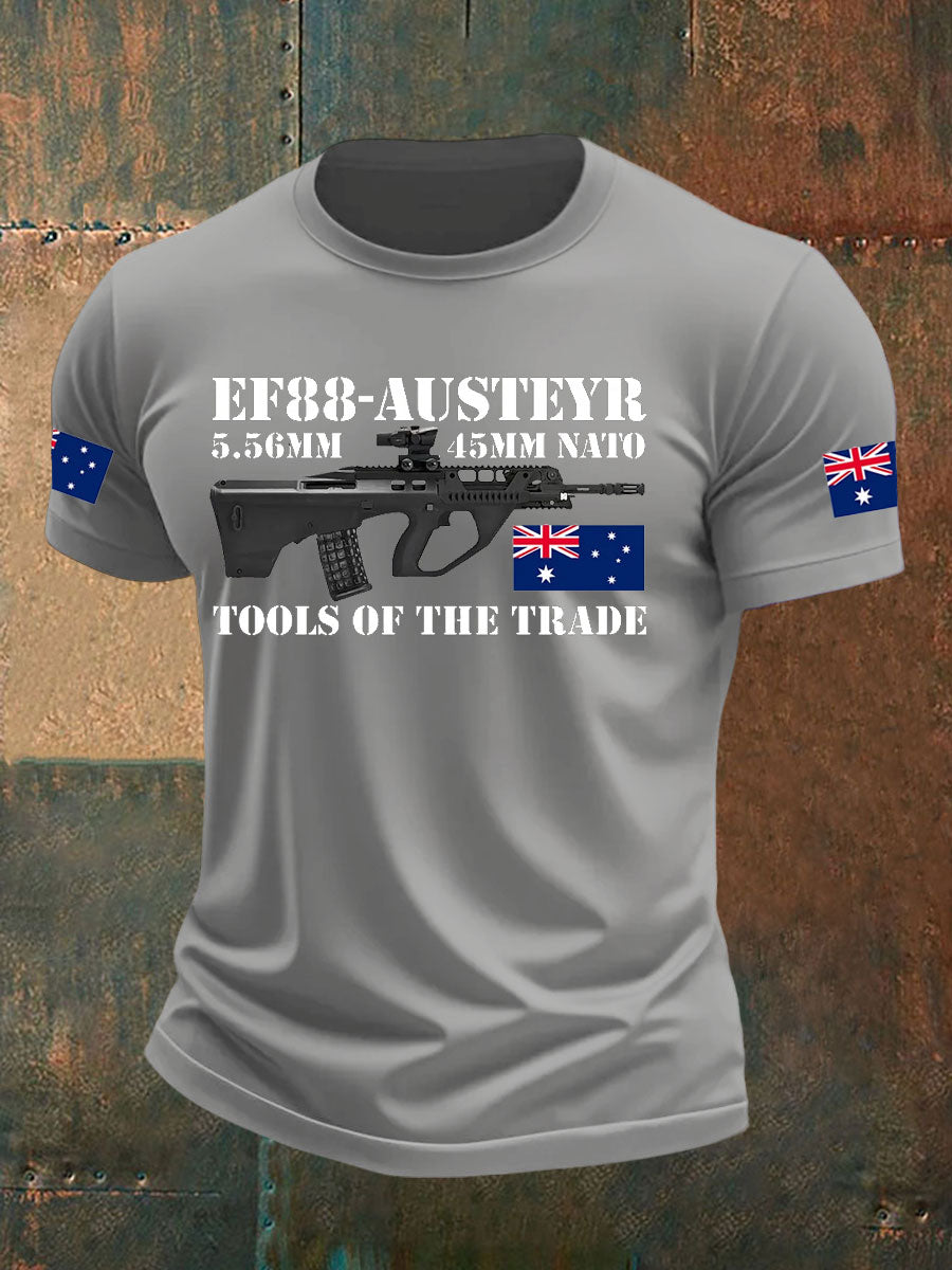 Men's  Australia Veteran  Print imitation cotton short-sleeved T-shirt