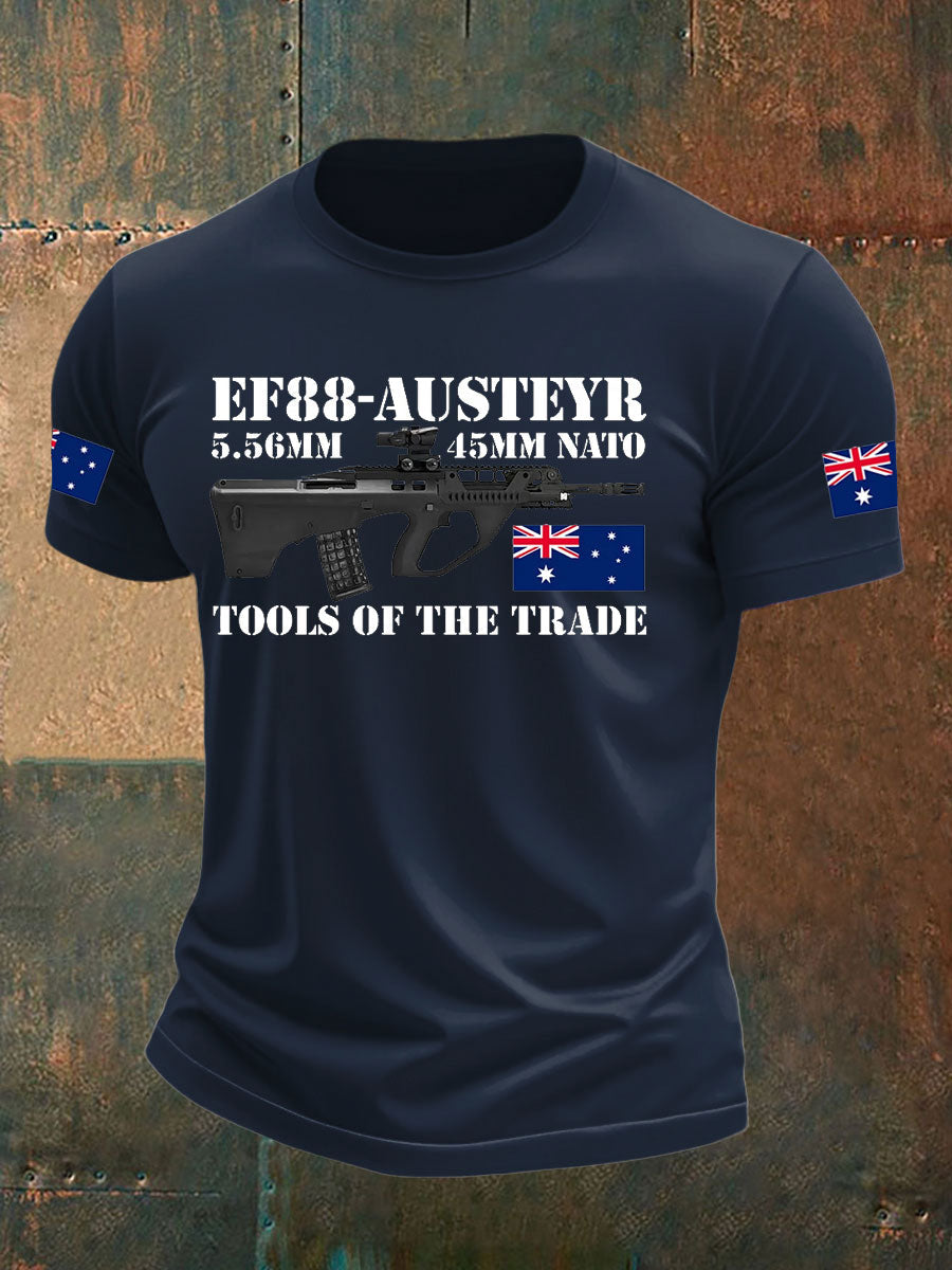 Men's  Australia Veteran  Print imitation cotton short-sleeved T-shirt