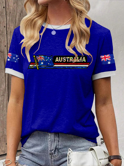 Women's  Australian Flag Print Casual Short Sleeve T-Shirt