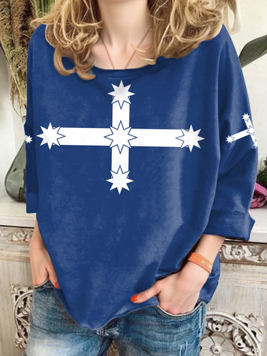 Women's AU Eukera Flag Printed loose-fitting sweatshirt