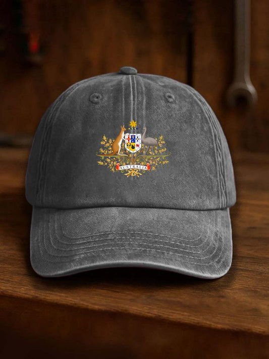 Vintage Australian Flag Badge Casual Print Hats