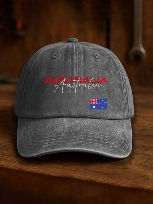Vintage Australian Flag Badge Casual Print Hats