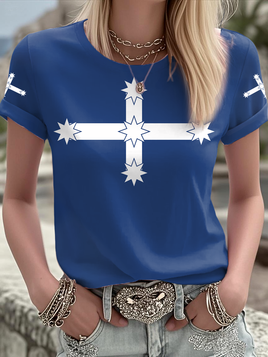 Women's AU Eukera Flag Printed short-sleeved T-shirt