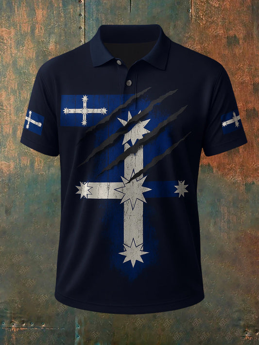 Men's Vintage Australian Eureka Flag Casual Polo Shirt