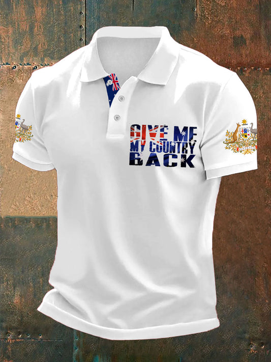Men's AU Flag Immigration Printed Casual Tops