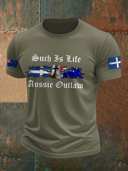 Men's AU Aussie Eereka Flag Outlaw Printed T-shirt