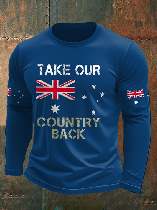 Men's AU Flag Immigration Printed T-shirt