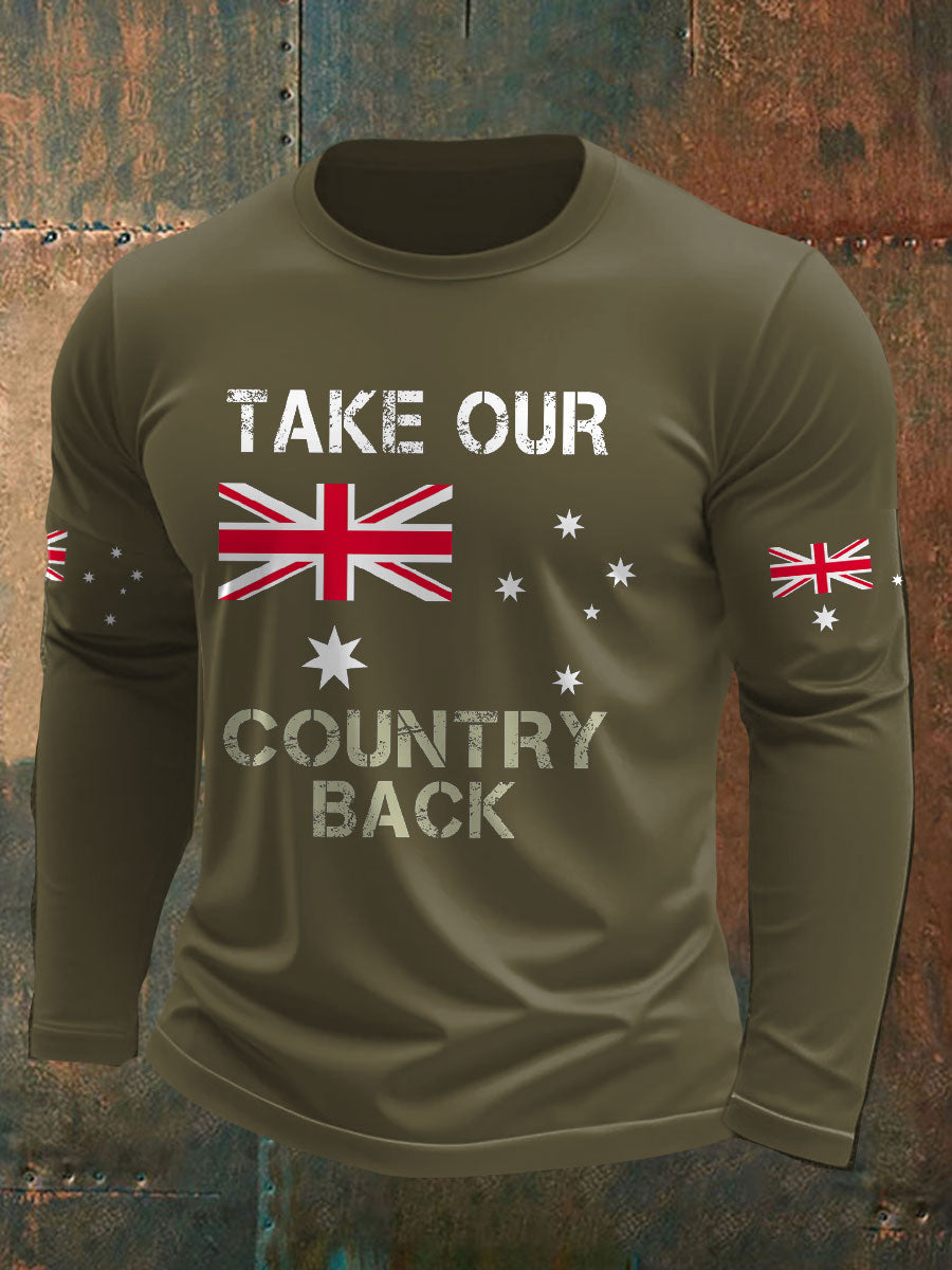 Men's AU Flag Immigration Printed T-shirt