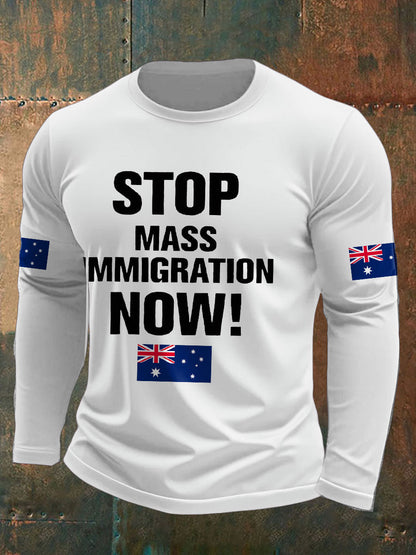 Men's AU Flag Immigration Printed T-shirt