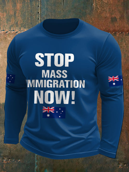 Men's AU Flag Immigration Printed T-shirt
