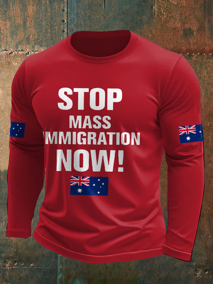 Men's AU Flag Immigration Printed T-shirt