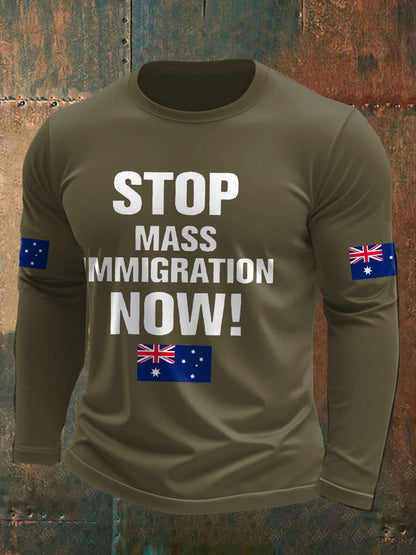 Men's AU Flag Immigration Printed T-shirt